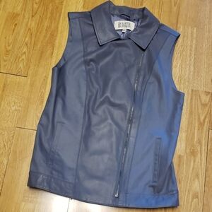BB Dakota leather trim blue moto vest M
